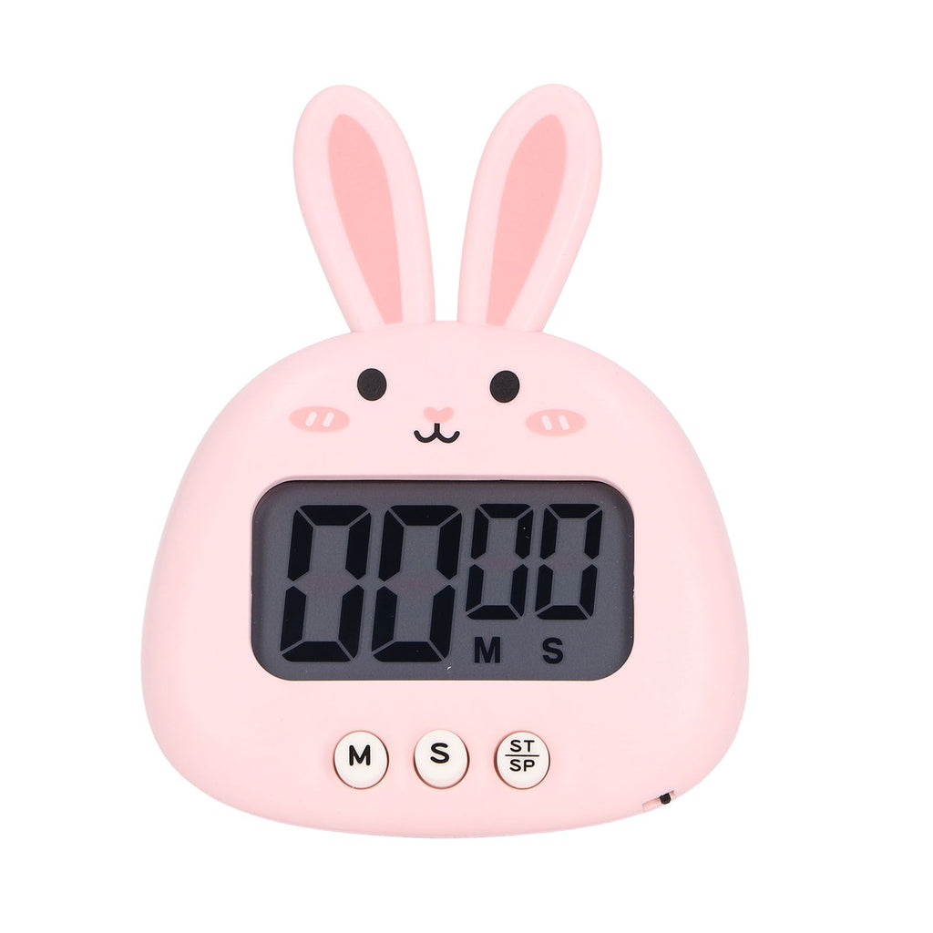 Cartoon Digital Timer ABS Portable Lightweight Simple To Use Cute Cartoon Timer for Kitchen Cooking Pink Rabbit