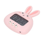 Cartoon Digital Timer ABS Portable Lightweight Simple To Use Cute Cartoon Timer for Kitchen Cooking Pink Rabbit