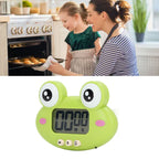 Cartoon Digital Timer ABS Portable Lightweight Simple To Use Cute Cartoon Timer for Kitchen Cooking Green Frog