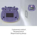 Digital Kitchen Timer Countup Countdown Cartoon Animal Sound Flash Alert Easy Operation with Stand for Cooking Teaching Purple Cow