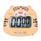 Digital Kitchen Timer Countup Countdown Cartoon Animal Sound Flash Alert Easy Operation with Stand for Cooking Teaching Yellow Tiger