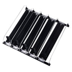 Drink Organizer for Fridge Spring Loaded Adjustable Push Rod Slide Rail Soda Can Dispenser for Beer Beverages 38cm Black