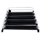 Drink Organizer for Fridge Spring Loaded Adjustable Push Rod Slide Rail Soda Can Dispenser for Beer Beverages 38cm Black