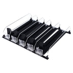 Drink Organizer for Fridge Spring Loaded Adjustable Push Rod Slide Rail Soda Can Dispenser for Beer Beverages 38cm Black