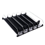 Drink Organizer for Fridge Spring Loaded Adjustable Push Rod Slide Rail Soda Can Dispenser for Beer Beverages 38cm Black