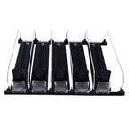 Drink Organizer for Fridge Spring Loaded Adjustable Push Rod Slide Rail Soda Can Dispenser for Beer Beverages 38cm Black