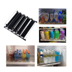 Drink Organizer for Fridge Spring Loaded Adjustable Push Rod Slide Rail Soda Can Dispenser for Beer Beverages 38cm Black