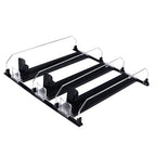38cm Drink Organizer for Fridge Automatic Pusher Glide 12oz 16oz 20oz Soda Dispenser for Fridge Width Adjustable E Shaped 38cm Black