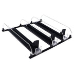 38cm Drink Organizer for Fridge Automatic Pusher Glide 12oz 16oz 20oz Soda Dispenser for Fridge Width Adjustable E Shaped 38cm Black