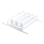 38cm Drink Organizer for Fridge Automatic Pusher Glide 12oz 16oz 20oz Soda Dispenser for Fridge Width Adjustable E Shaped 38cm White