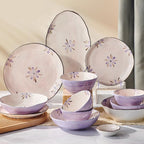 5in Beautiful Ceramic Bowl Purple Exquisite Ceramic Soup Bowls for Salad Pasta Rice Dessert