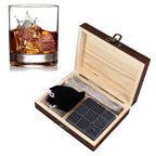 Whisky Stones Cube Shaped Granite Chilling Whiskey Rocks Set Recyclable Quick Drying Whisky Stones with Pine Box