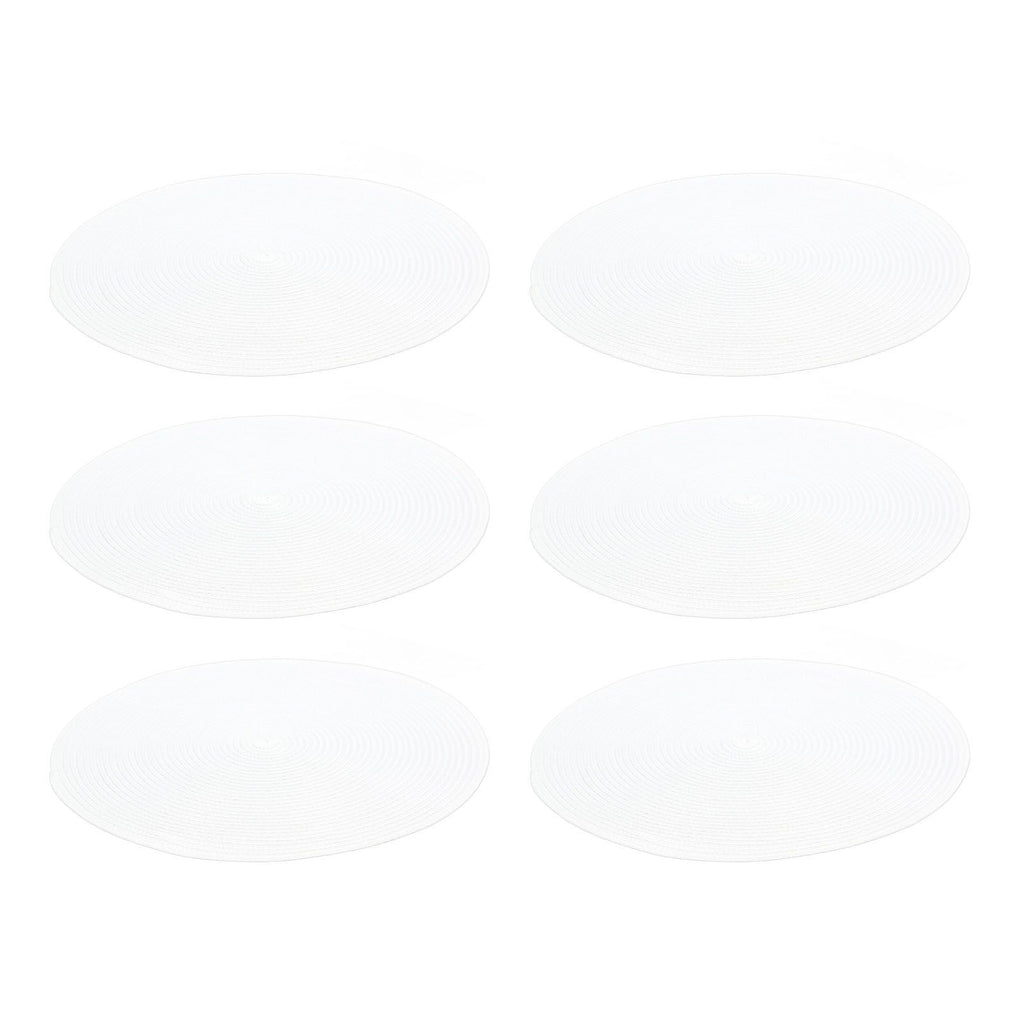6PCS Round Placemat Woven White Table Mat Heat Insulation Easy to Clean Versatile Dining Accessory for Home Kitchen Decor