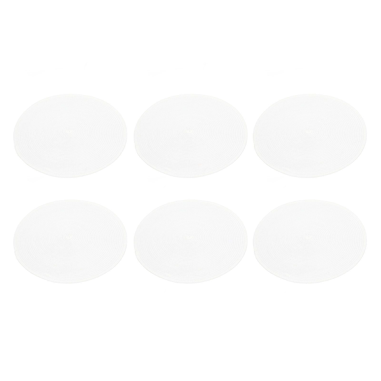 6PCS Round Placemat Woven White Table Mat Heat Insulation Easy to Clean Versatile Dining Accessory for Home Kitchen Decor