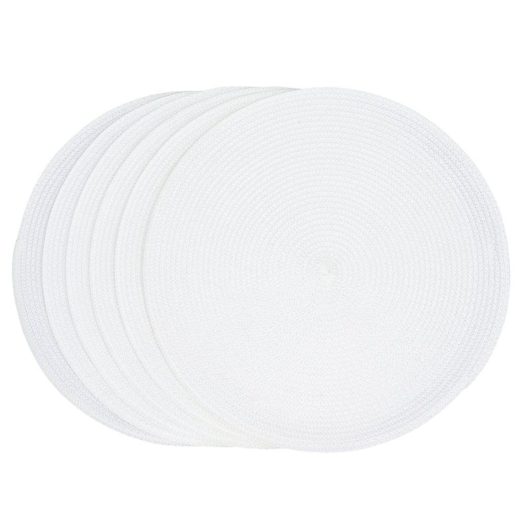 6PCS Round Placemat Woven White Table Mat Heat Insulation Easy to Clean Versatile Dining Accessory for Home Kitchen Decor
