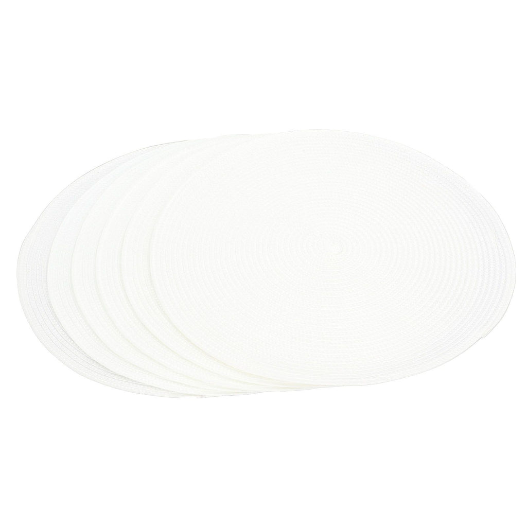6PCS Round Placemat Woven White Table Mat Heat Insulation Easy to Clean Versatile Dining Accessory for Home Kitchen Decor