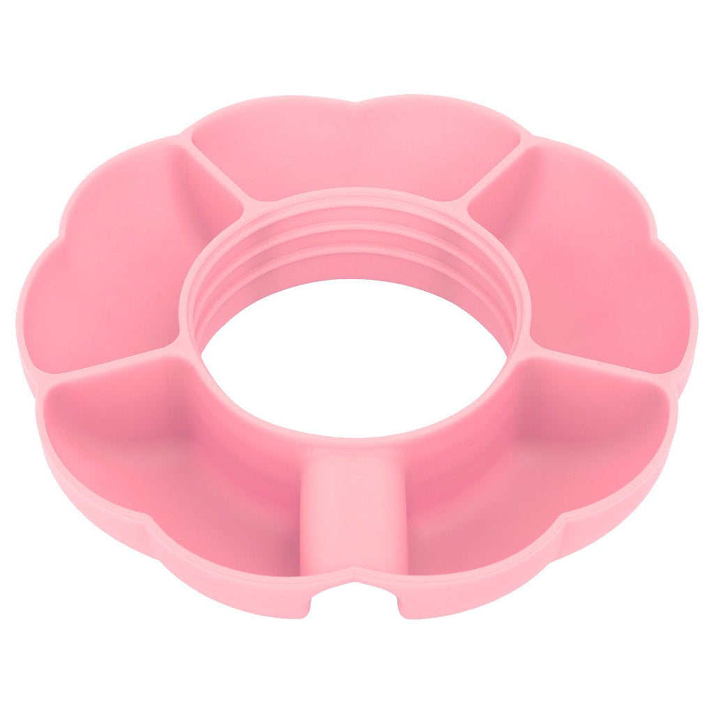 5 Grid Silicone Divided Serving Tray Snack Divider Divided Container Round Serving Platter for 40oz Cup Pink