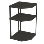 Kitchen Small Corner Shelf Rack Fan Shaped Space Saving Stable Carbon Steel Cookware Stand for Pots Pans 3 Layer Black 27x27x45.5cm