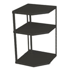Kitchen Small Corner Shelf Rack Fan Shaped Space Saving Stable Carbon Steel Cookware Stand for Pots Pans 3 Layer Black 27x27x45.5cm