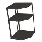 Kitchen Small Corner Shelf Rack Fan Shaped Space Saving Stable Carbon Steel Cookware Stand for Pots Pans 3 Layer Black 27x27x45.5cm
