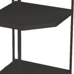 Kitchen Small Corner Shelf Rack Fan Shaped Space Saving Stable Carbon Steel Cookware Stand for Pots Pans 3 Layer Black 27x27x45.5cm