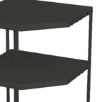 Kitchen Small Corner Shelf Rack Fan Shaped Space Saving Stable Carbon Steel Cookware Stand for Pots Pans 3 Layer Black 27x27x45.5cm