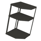 Kitchen Small Corner Shelf Rack Fan Shaped Space Saving Stable Carbon Steel Cookware Stand for Pots Pans 3 Layer Black 27x27x45.5cm