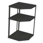Kitchen Small Corner Shelf Rack Fan Shaped Space Saving Stable Carbon Steel Cookware Stand for Pots Pans 3 Layer Black 27x27x45.5cm