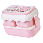 Cute Portable Students Lunch Box Microwaveable Children Cartoon Bento Box Independent Compartment Lunch Container Pink