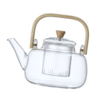Household Teapot 1000ml Large Capacity Multifunctional Borosilicate Teapot with Bamboo Handle