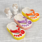 Ceramic French Fries Dish Cute Flip Flops French Fries Plate Cute Ceramic Bowl Flip Flops Shaped Snack Chip Soy Sauce Serving Dish Bowl Plate Red