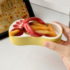 Ceramic French Fries Dish Cute Flip Flops French Fries Plate Cute Ceramic Bowl Flip Flops Shaped Snack Chip Soy Sauce Serving Dish Bowl Plate Purple