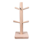 Mug Holder Tree Wood Hanger Stand with 6 Hooks Weighted Base Anti Slip Coffee Mug Rack for Kitchen Counter Cabinet