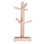 Mug Holder Tree Wood Hanger Stand with 6 Hooks Weighted Base Anti Slip Coffee Mug Rack for Kitchen Counter Cabinet