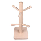 Mug Holder Tree Wood Hanger Stand with 6 Hooks Weighted Base Anti Slip Coffee Mug Rack for Kitchen Counter Cabinet
