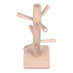 Mug Holder Tree Wood Hanger Stand with 6 Hooks Weighted Base Anti Slip Coffee Mug Rack for Kitchen Counter Cabinet