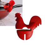 Kitchen Rooster Pot Clip Soft Elastic Silicone Rooster Kitchen Accessories Clip for Home Red