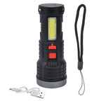 LED Flashlight with COB Sidelight USB Charging Ultra Bright Flashlight Portable Eletric Torch for Outdoor