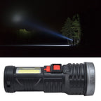 LED Flashlight with COB Sidelight USB Charging Ultra Bright Flashlight Portable Eletric Torch for Outdoor