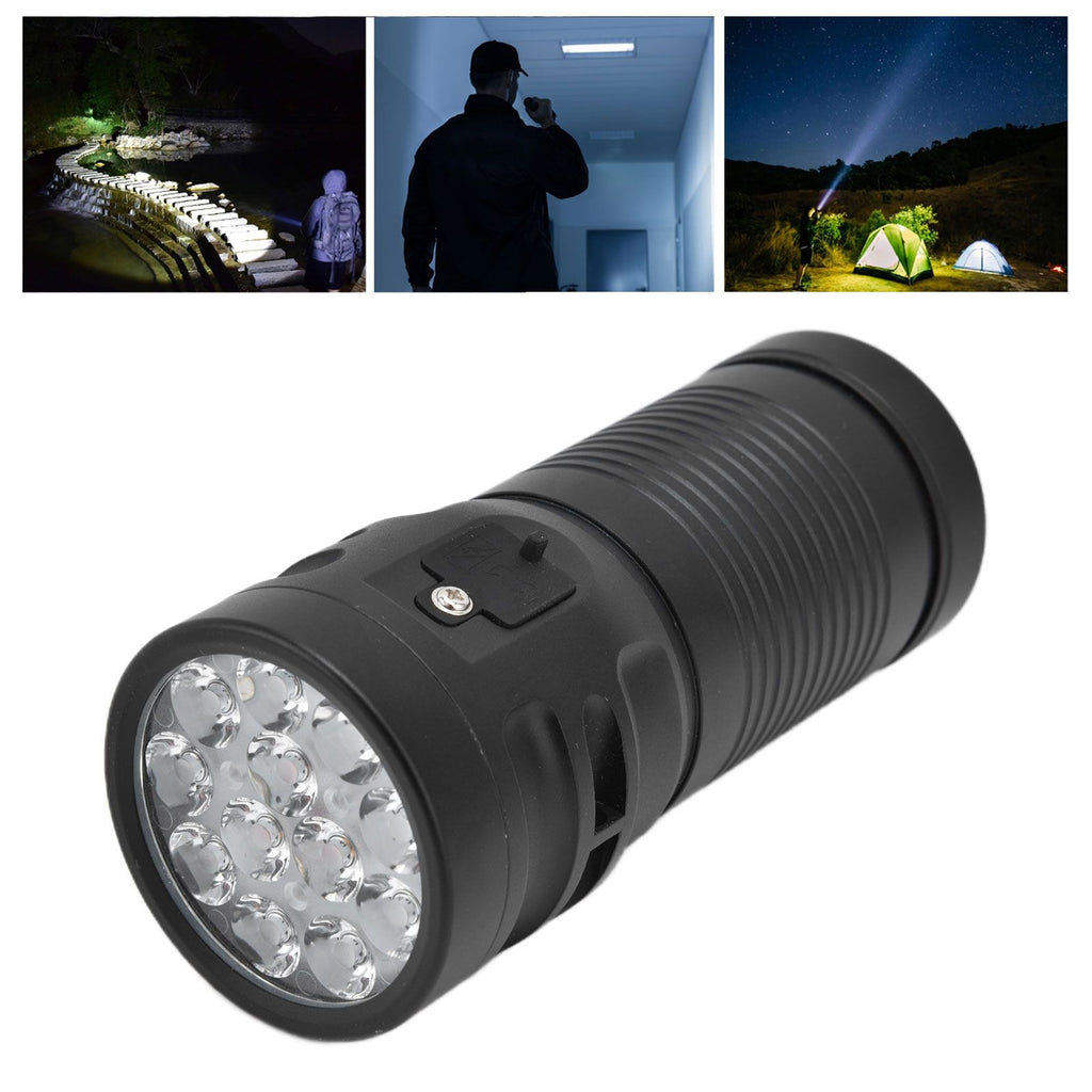 Brightest Flashlight LED 8 Modes Type C 9000mAh Waterproof Multifunctional Outdoor Light for CampingBlack