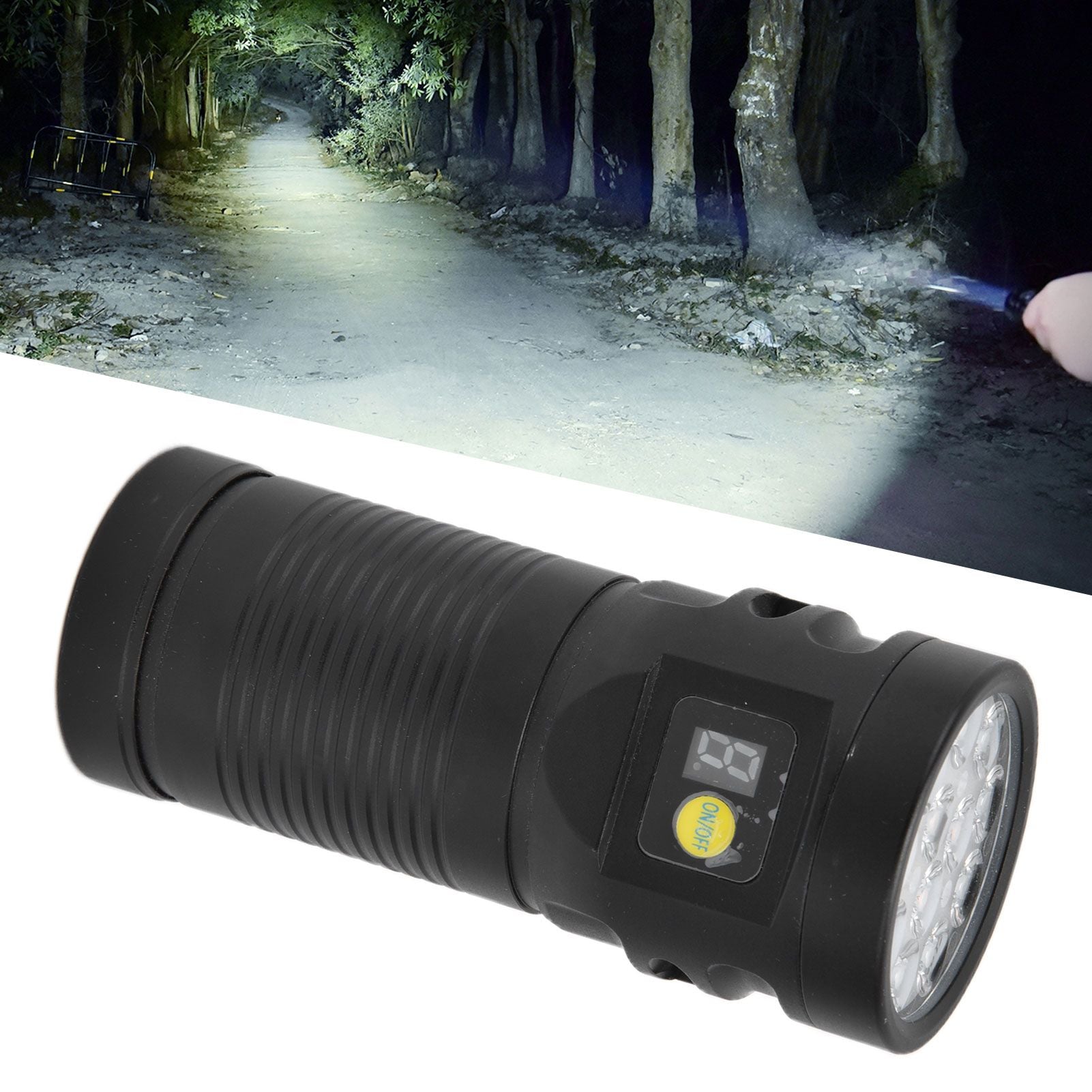 Brightest Flashlight LED 8 Modes Type C 9000mAh Waterproof Multifunctional Outdoor Light for CampingBlack