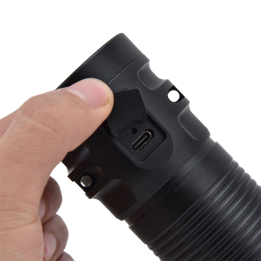 Brightest Flashlight LED 8 Modes Type C 9000mAh Waterproof Multifunctional Outdoor Light for CampingBlack