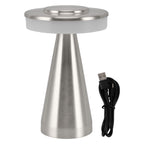 Portable LED Bedside Night Light 3 Color Temperature top Touch control Rechargeable Battery Bedside Lamp Silver