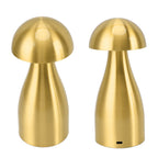 Metal Mushroom Table Lamp Dimmable Mushroom Decor Night Light Cordless Rechargeable Bedside Lamp for Children Nursing Bar Golden