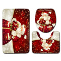 3Pcs Christmas Mat Sets Santa Claus Non Slip Mat Bathroom Doormat Toilet Seat Cover U Shaped Toilet Floor Mat