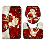3Pcs Christmas Mat Sets Santa Claus Non Slip Mat Bathroom Doormat Toilet Seat Cover U Shaped Toilet Floor Mat