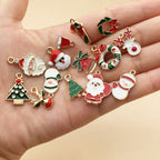 30PCS Christmas DIY Gold Plated Enamel Charm for Making Jewelry Necklaces Bracelets Earrings