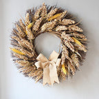 50CM Fall Wreath for Front Door Thanksgiving Wreath with Artificial Wheat Cereals Branches Autumn Door Wreath Harvest Wreath Decoration