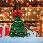 Christmas Wreath Handmade Xmas Tree Wreath Holiday Farmhouse Ornament Wreaths Decorations for Home Front Door Window