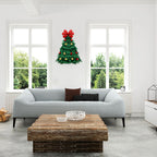Christmas Wreath Handmade Xmas Tree Wreath Holiday Farmhouse Ornament Wreaths Decorations for Home Front Door Window